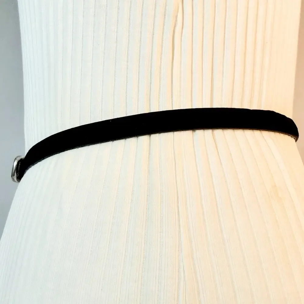 Banana Republic Womens Black Skinny Genuine Calfsuede Leather Belt Size Small